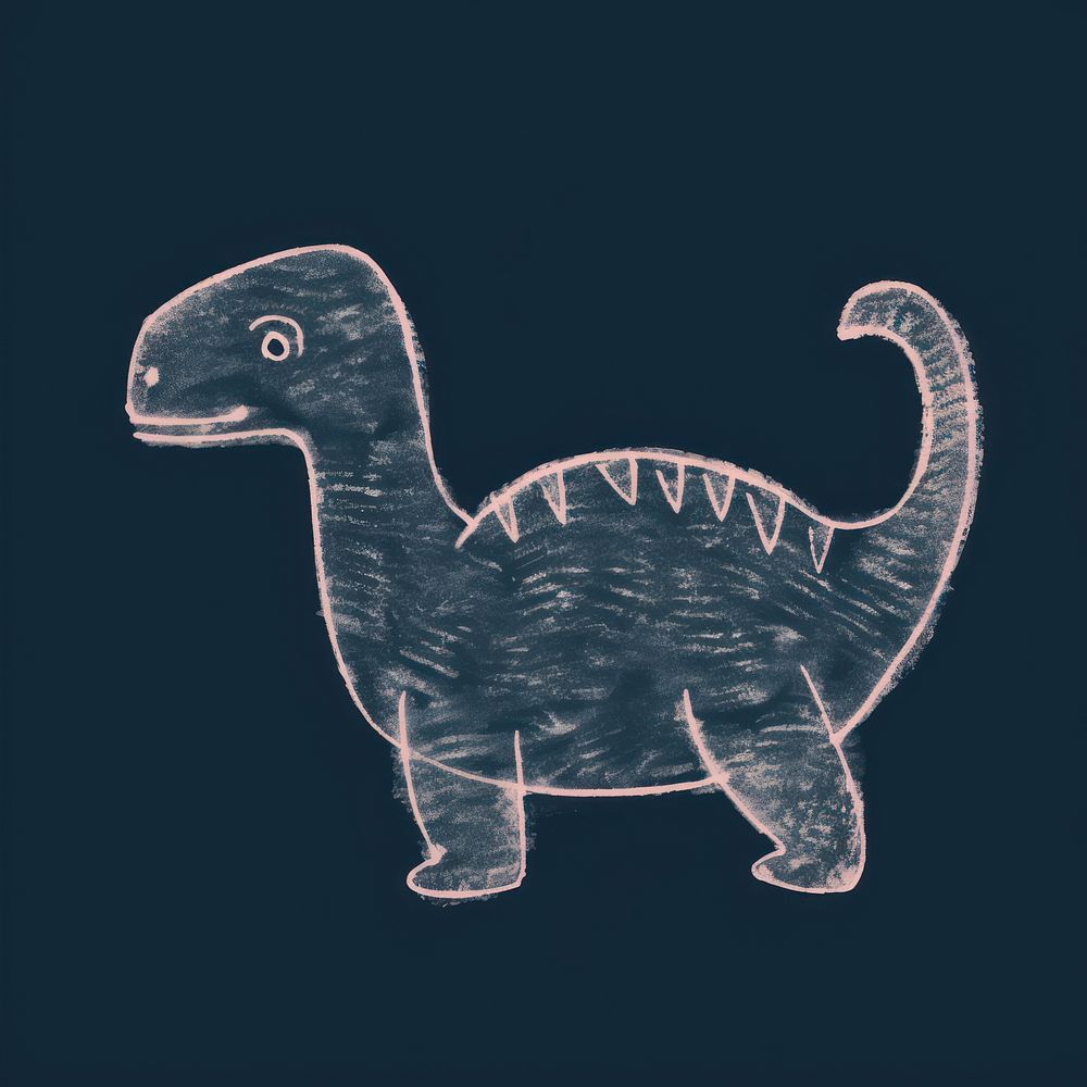 Chalk style cute dinosaur drawing animal sketch.