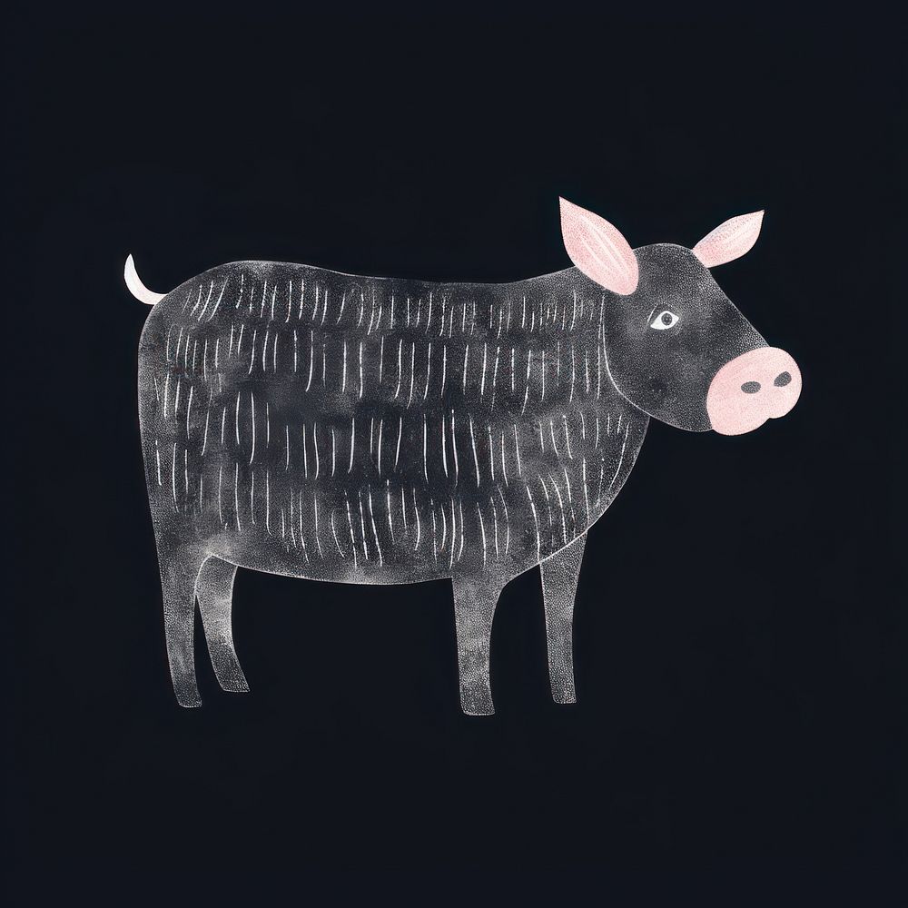 Chalk style cow livestock animal mammal.