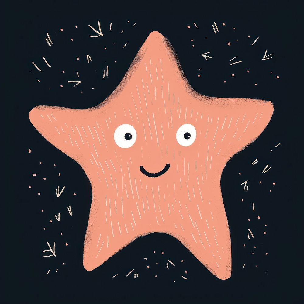 Chalk style star illustrated echinoderm astronomy.