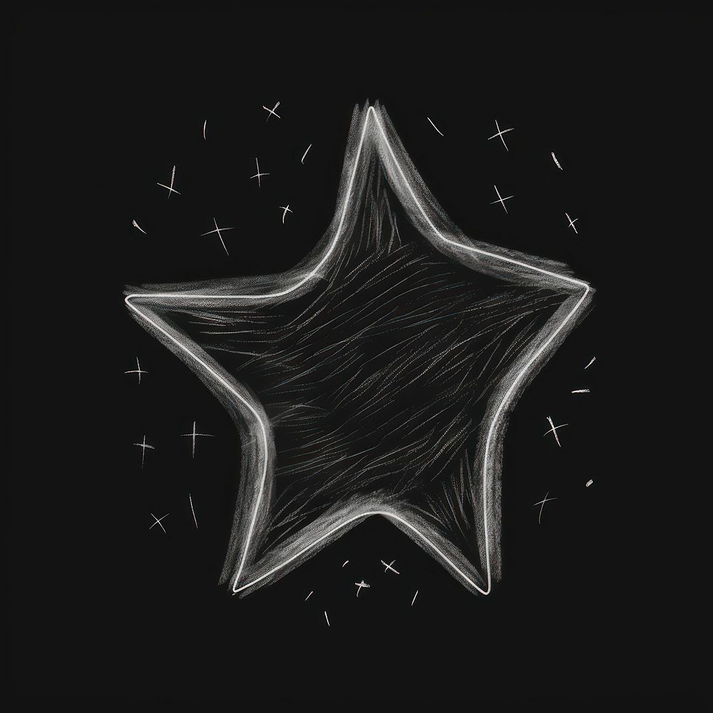 Chalk style star symbol black black background.