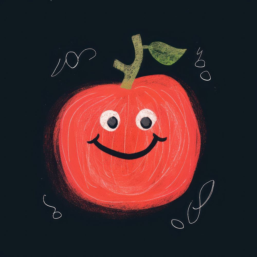 Chalk style tomato blackboard painting apple.