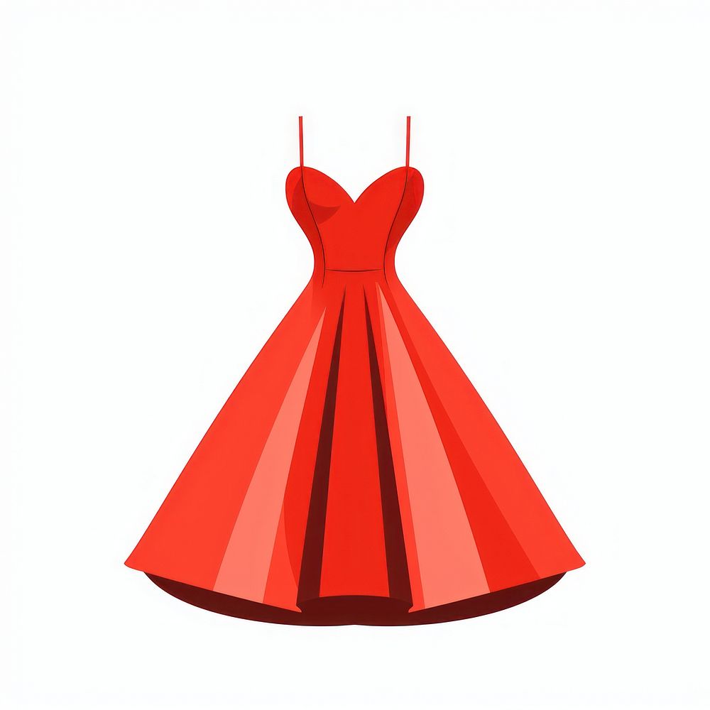 Red dress fashion shape gown.