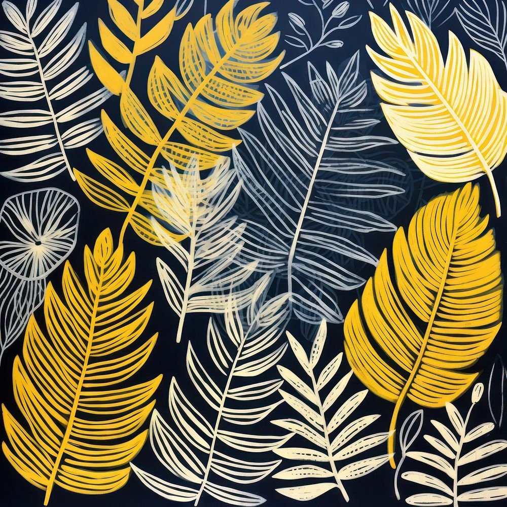 Gold and silver tropical leaves tropics pattern nature.
