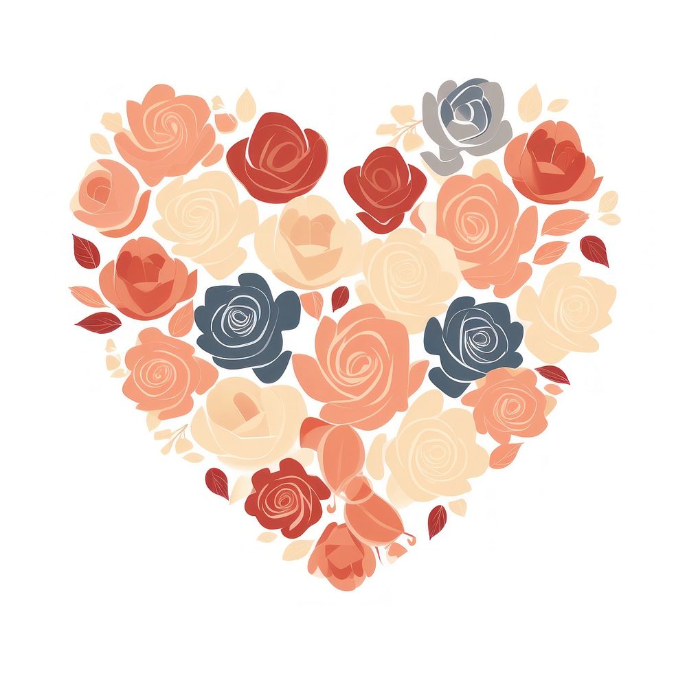 The roses decorated in heart shape pattern white background creativity. AI generated Image by rawpixel.
