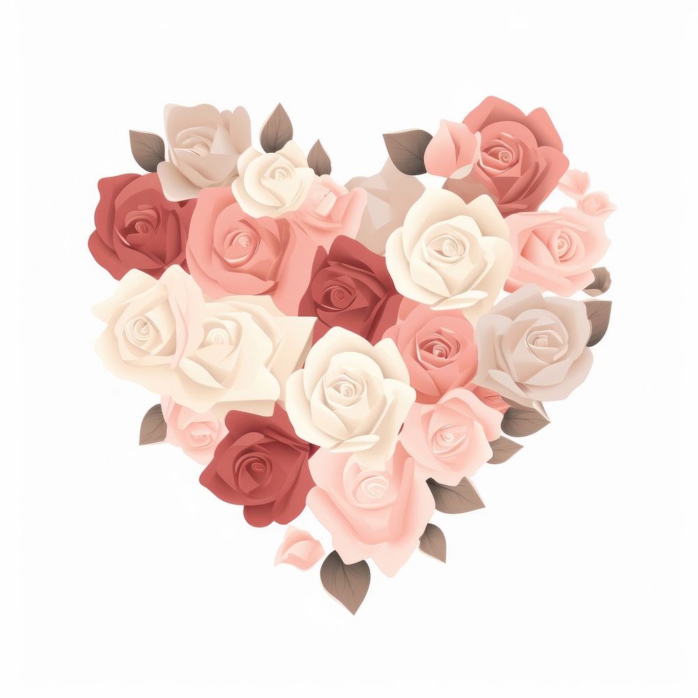 The roses decorated in heart shape pattern flower petal. AI generated Image by rawpixel.