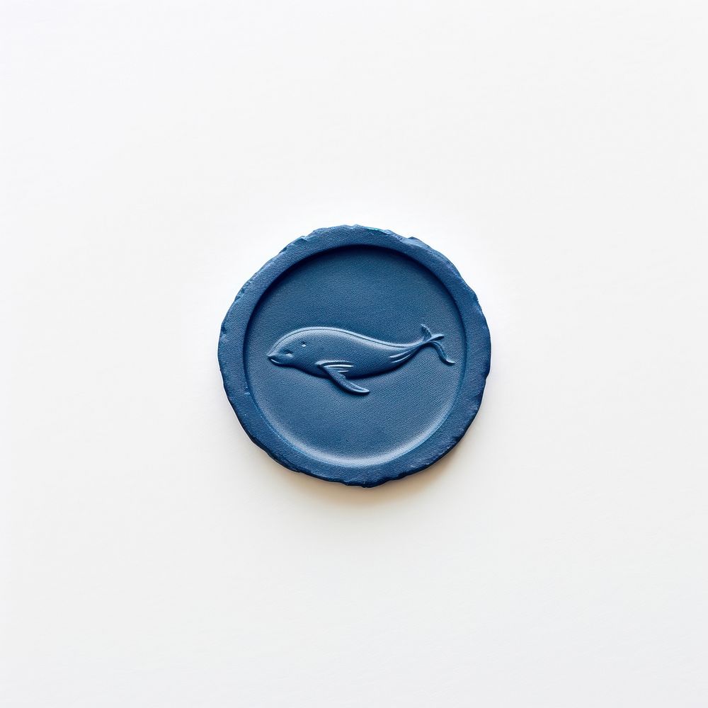 Blue Seal Wax Stamp whale white background wildlife circle.