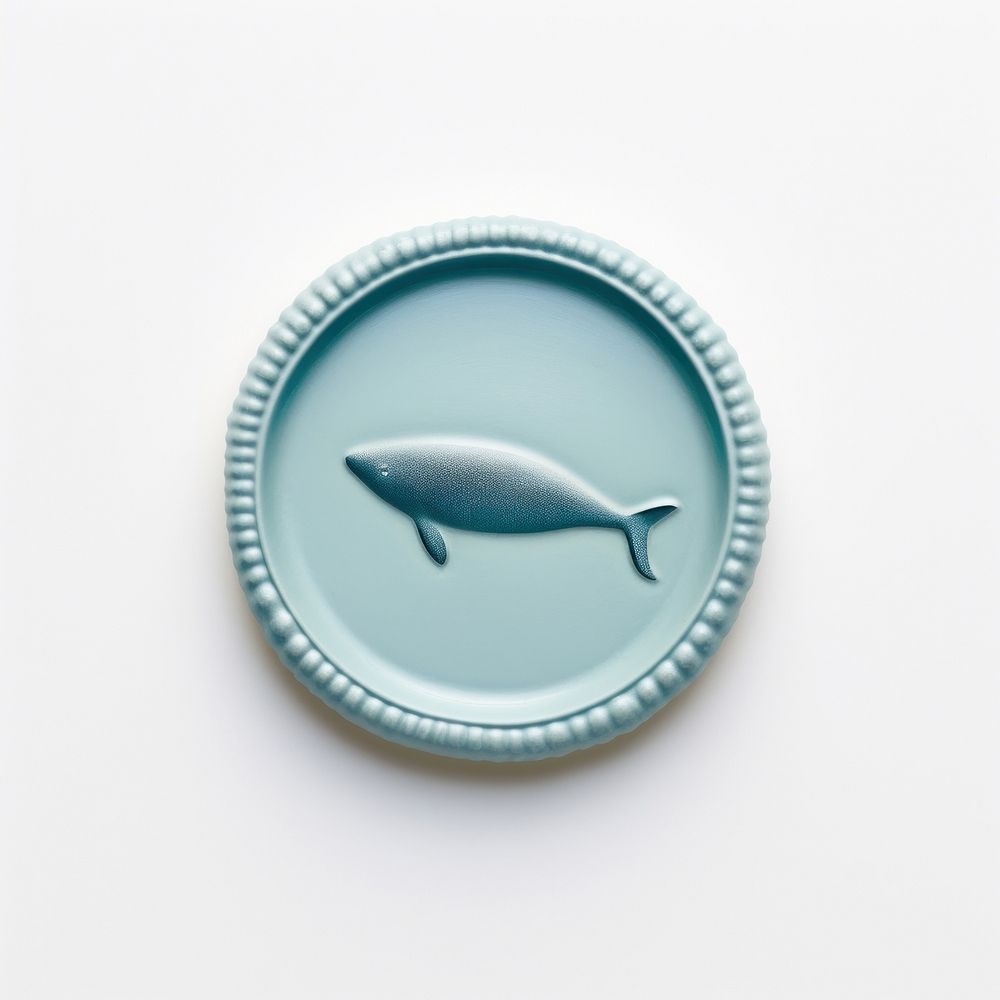 Light blue Seal Wax Stamp whale turquoise animal plate.
