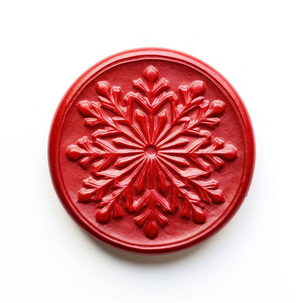 Red Seal Wax Stamp snowflake craft white background confectionery.