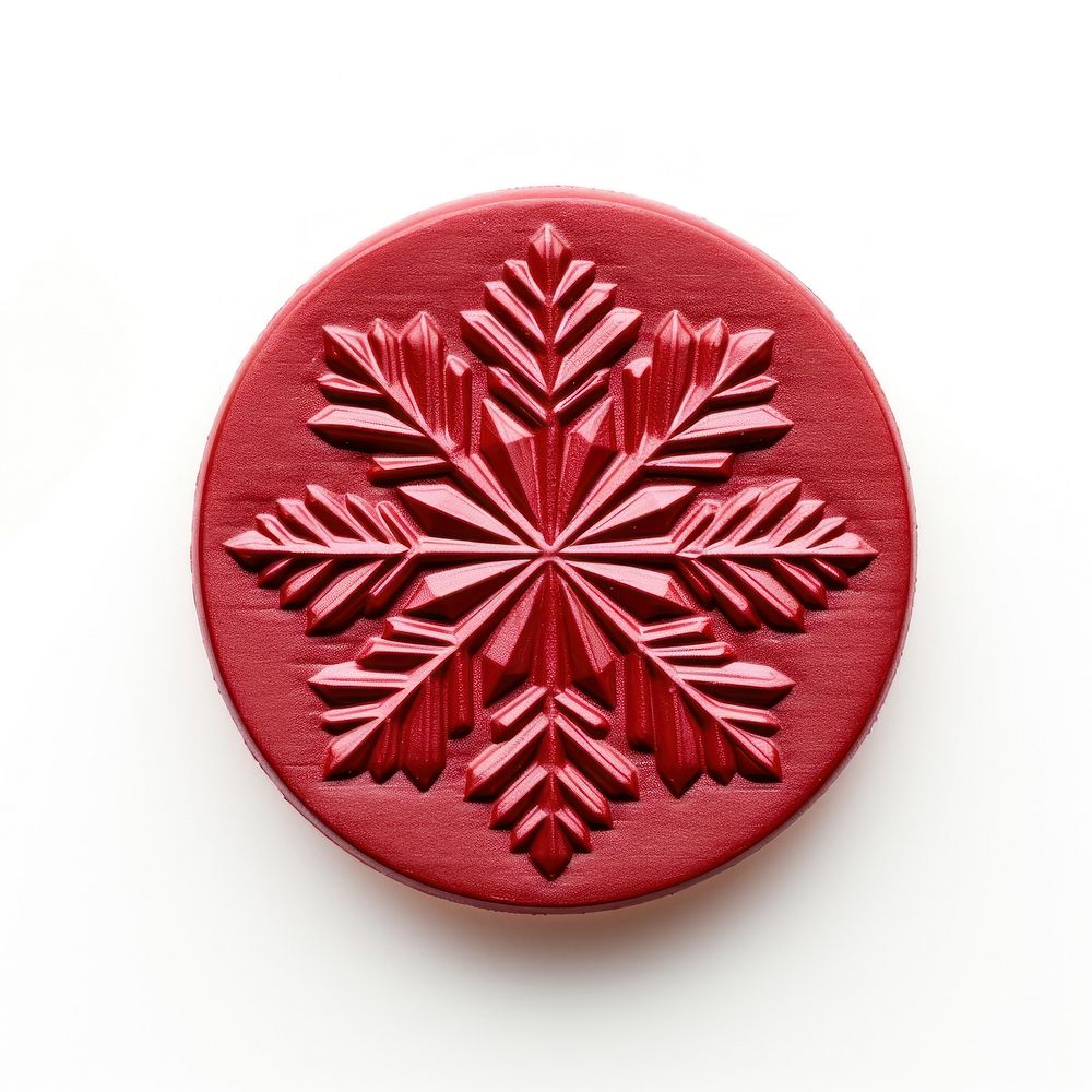 Red Seal Wax Stamp snowflake craft white background celebration.