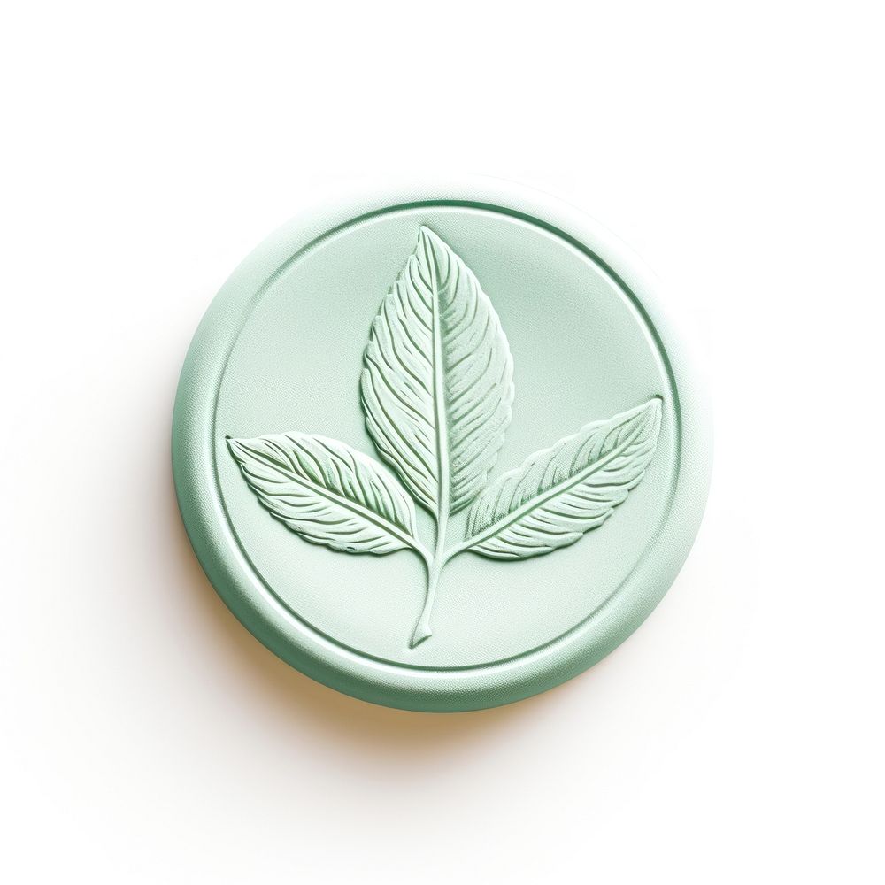 Seal Wax Stamp mint leaf plant white background accessories.