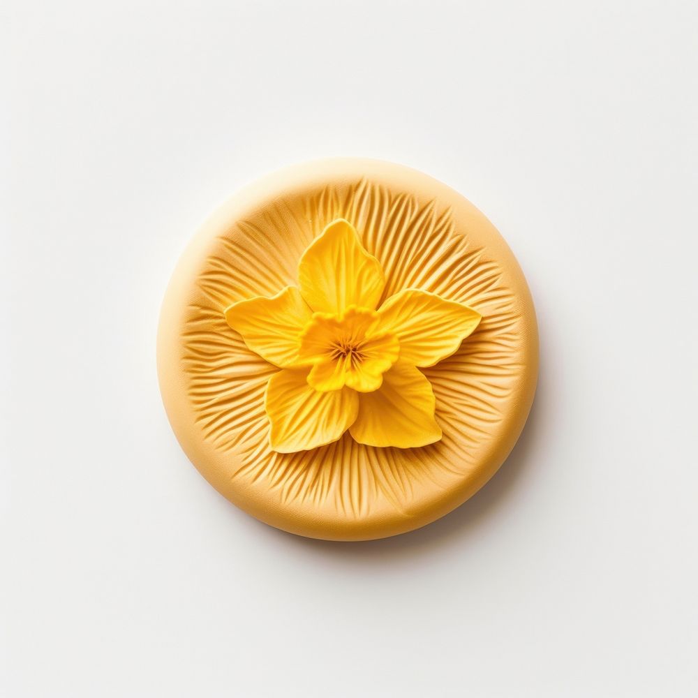 Seal Wax Stamp daffodil flower plant white background accessories.