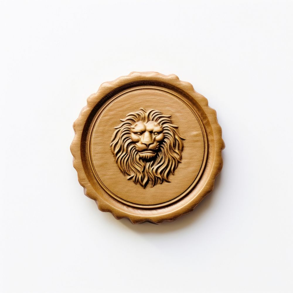 Seal Wax Stamp lion craft white background representation.