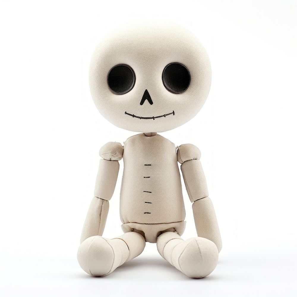 Stuffed doll bone robot white toy.