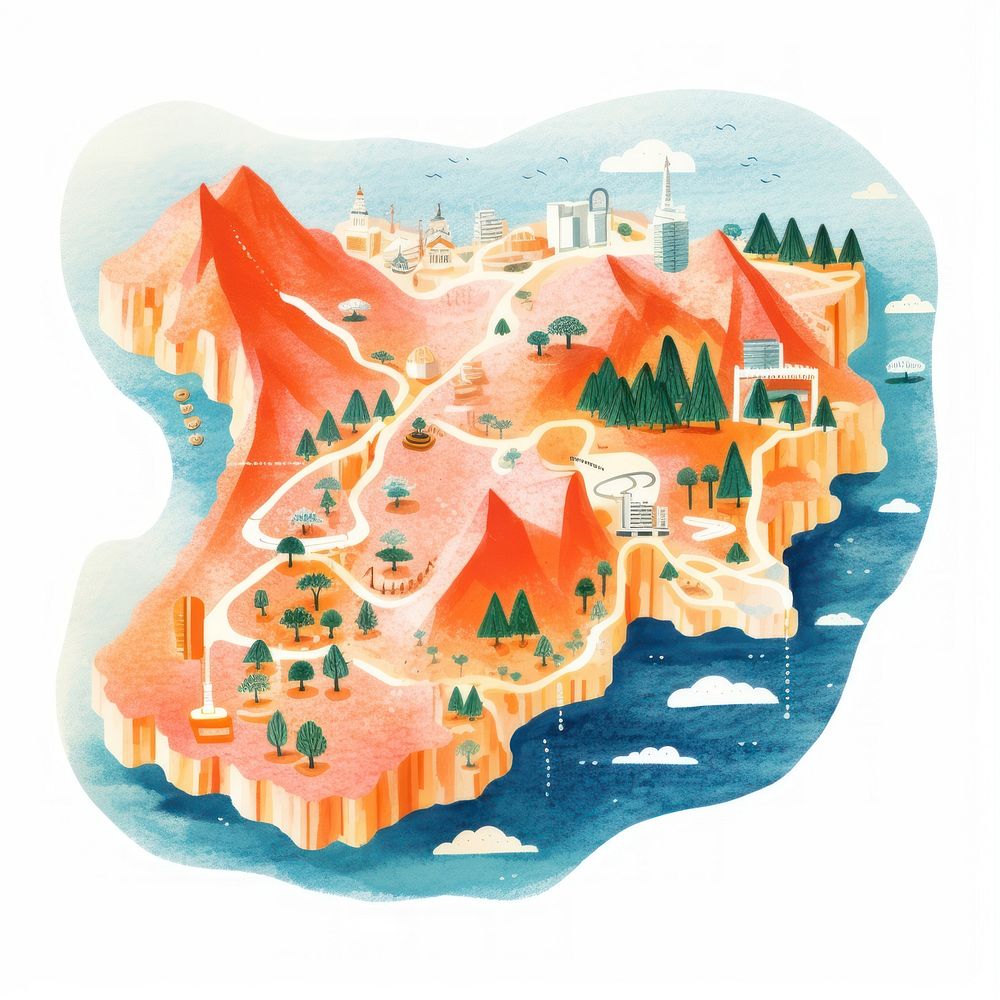 Japan map painting architecture creativity. AI generated Image by rawpixel.
