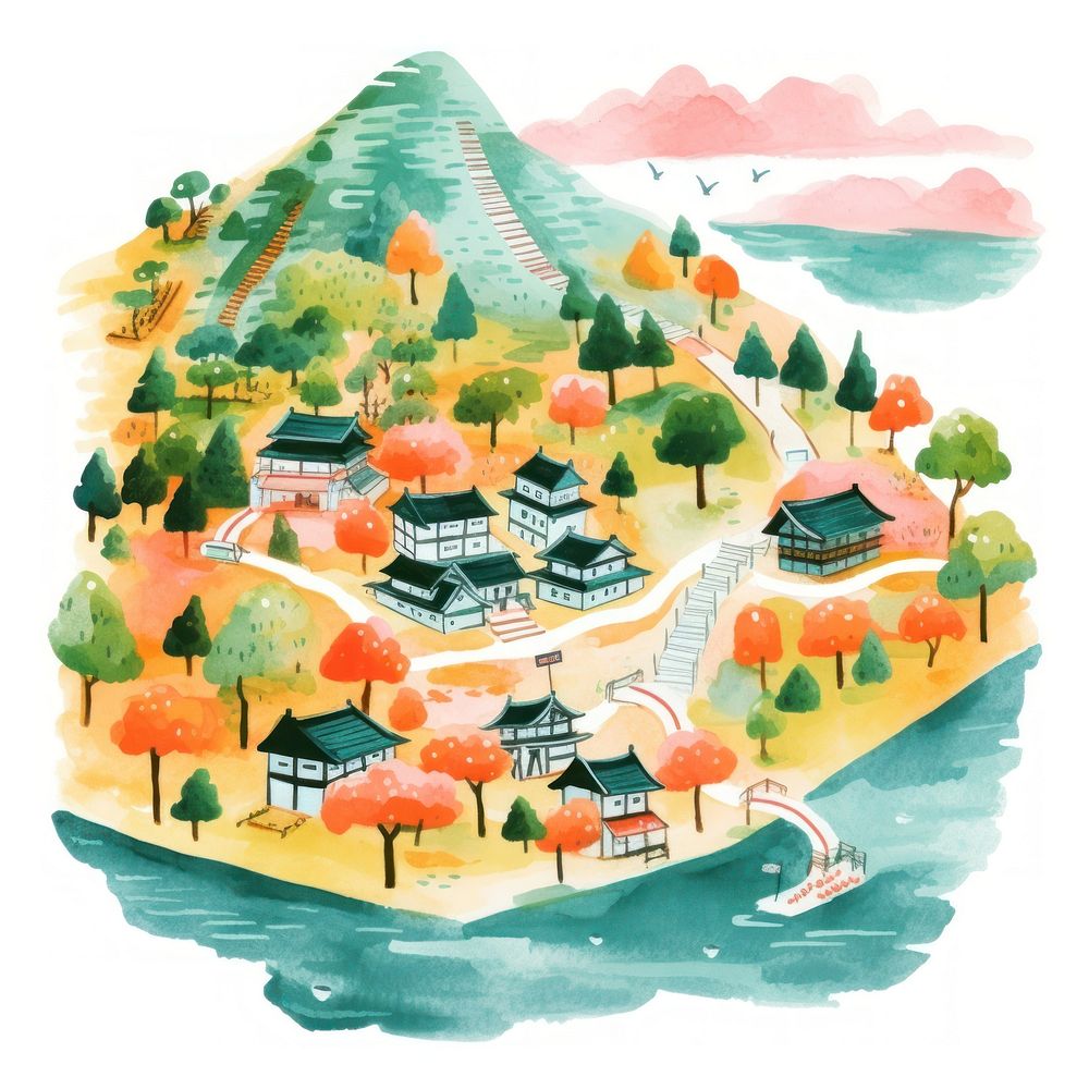 Japan map outdoors drawing sketch. AI generated Image by rawpixel.