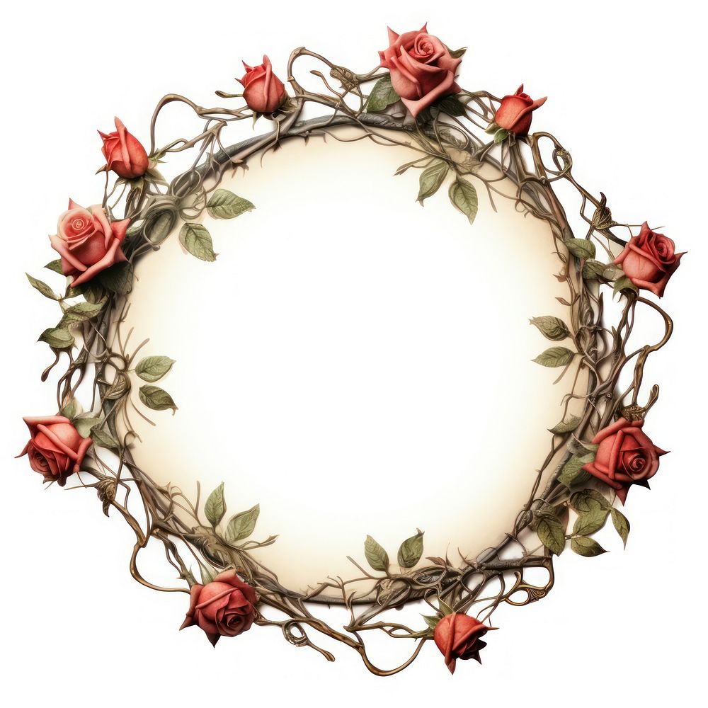 Thorns and red roses circle flower plant. AI generated Image by rawpixel.