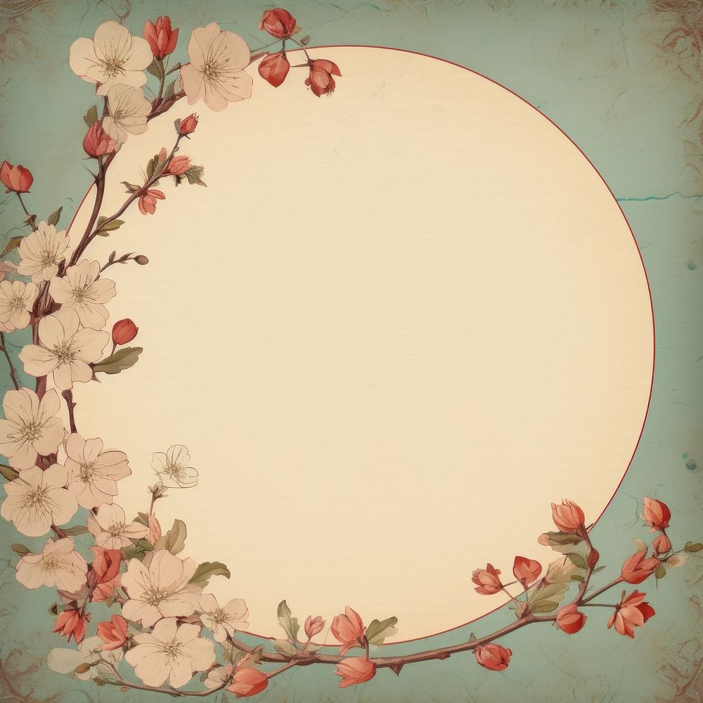 Cheery blossom pattern circle flower. AI generated Image by rawpixel.