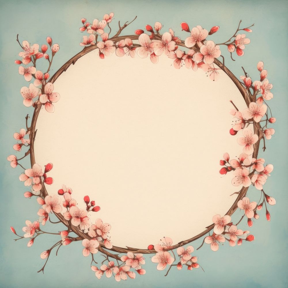 Cheery blossom flower circle plant. AI generated Image by rawpixel.