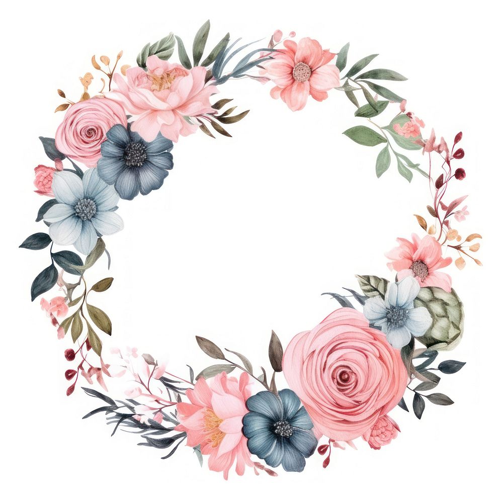 Floral wreath pattern circle flower. AI generated Image by rawpixel.