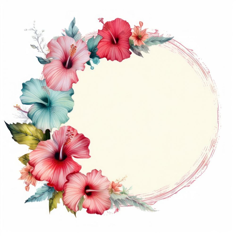 Hibiscus pattern flower circle. AI generated Image by rawpixel.
