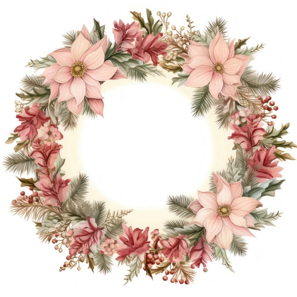 Christmas wreath christmas pattern white background. AI generated Image by rawpixel.