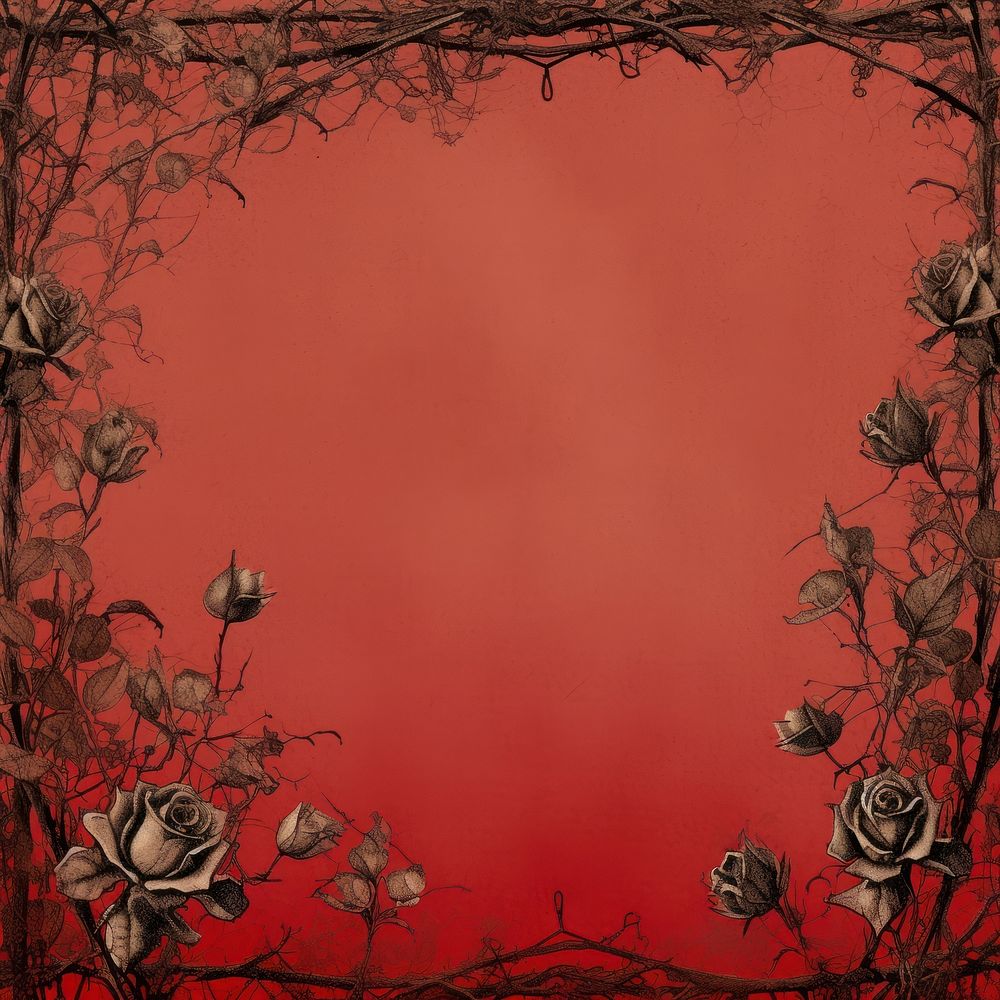 Thorns and red roses backgrounds pattern flower. AI generated Image by rawpixel.