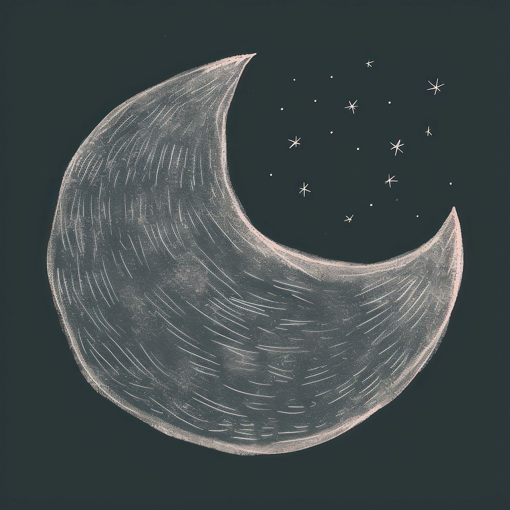 Chalk style moon astronomy night tranquility.