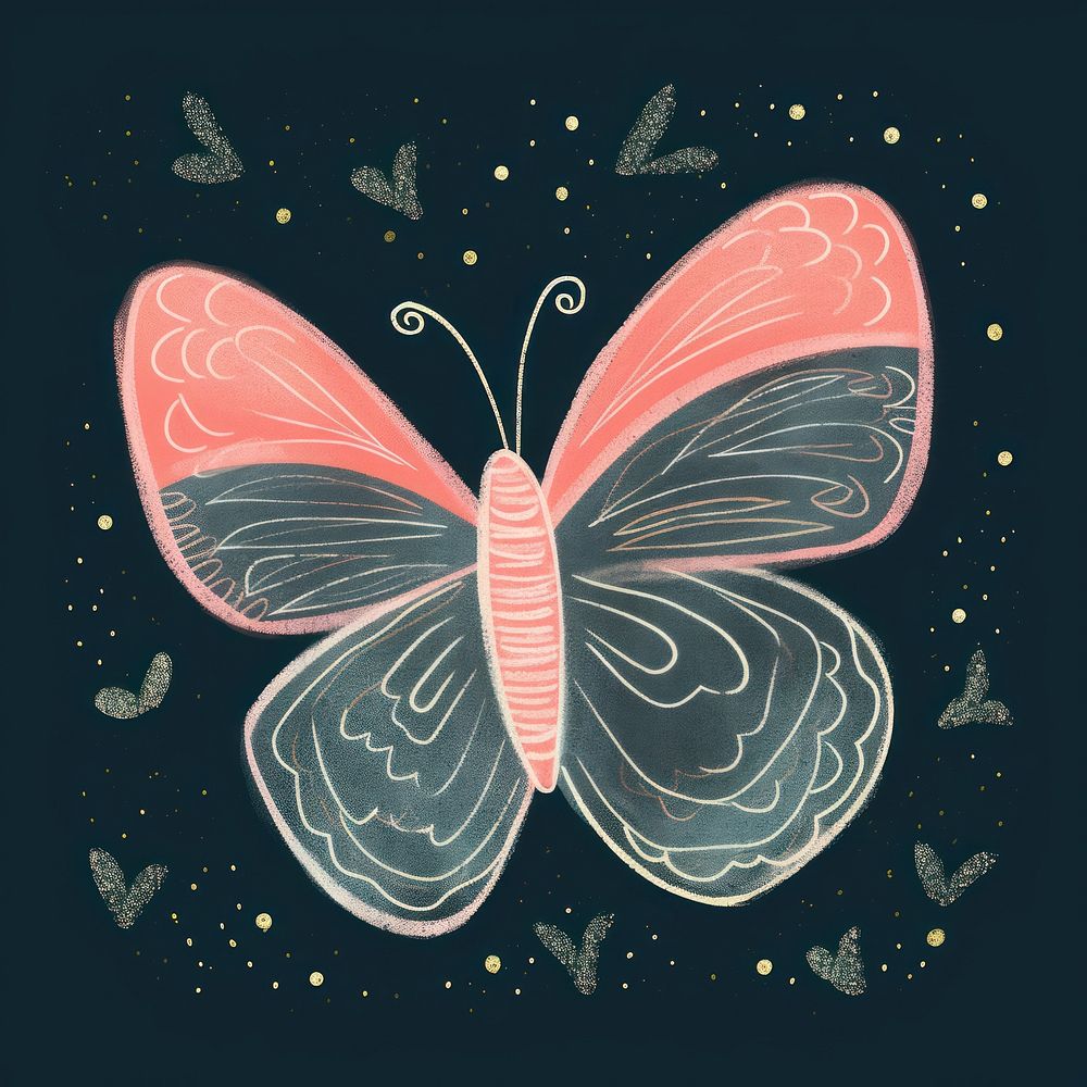 Chalk style butterfly pattern drawing animal.