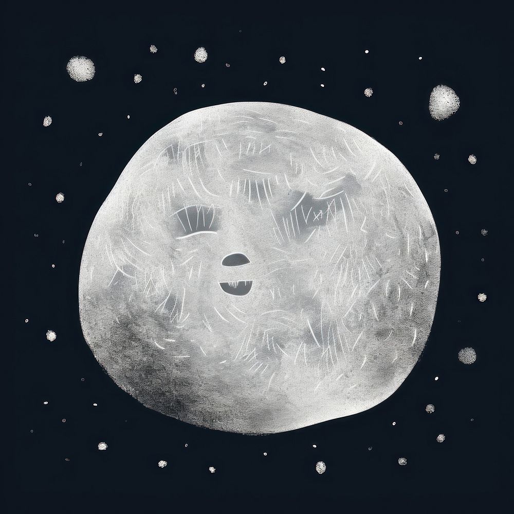 Chalk style full moon astronomy night monochrome.