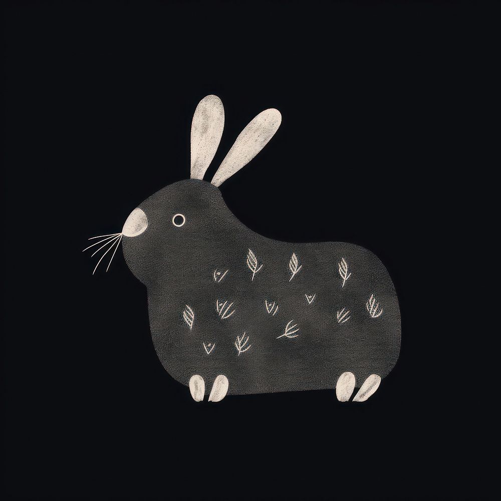 Chalk style rabbit animal mammal black.