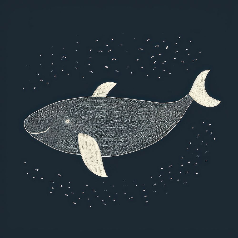Chalk style whale animal mammal fish.