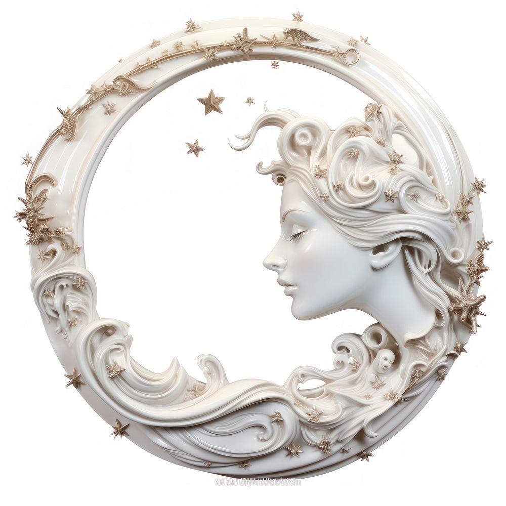 Nouveau art of the moon frame sculpture white photo.