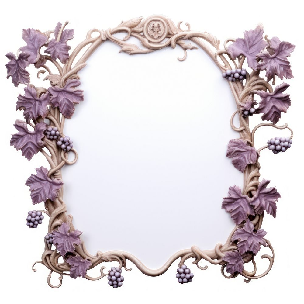 Nouveau art of vine tendrils frame flower white background necklace.