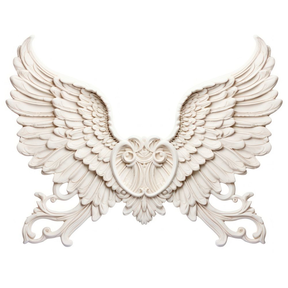 Nouveau art of wing of angel frame white white background accessories.