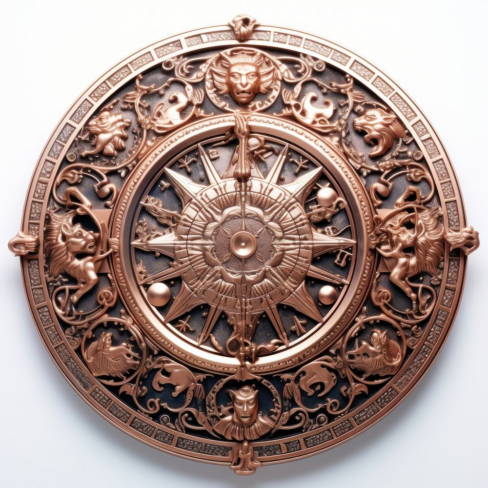 Nouveau art of zodiac frame copper locket bronze.