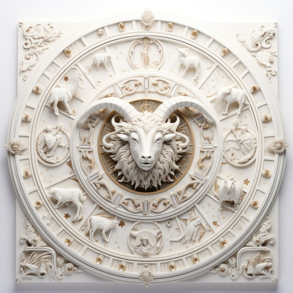 Nouveau art of zodiac frame porcelain animal mammal.