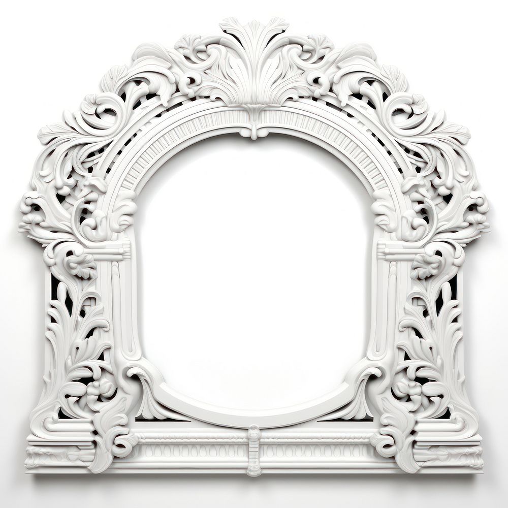 Nouveau art of arch frame architecture white white background.