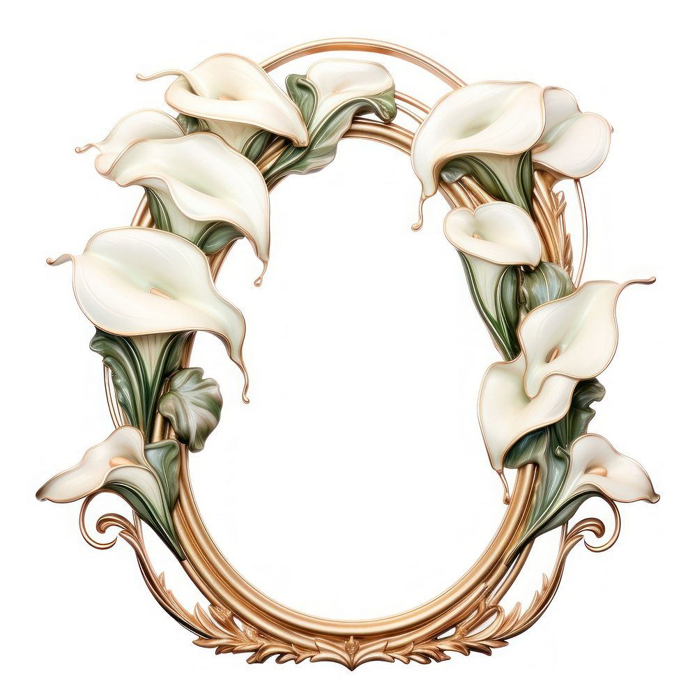 Nouveau art of calla lily frame flower plant white.