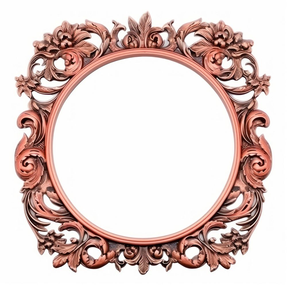 Nouveau art of fairy frame copper photo white background.