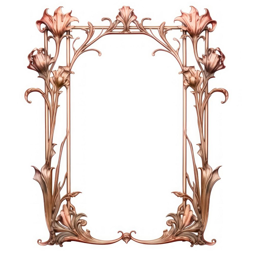 Nouveau art of flower stalks frame white background architecture furniture.