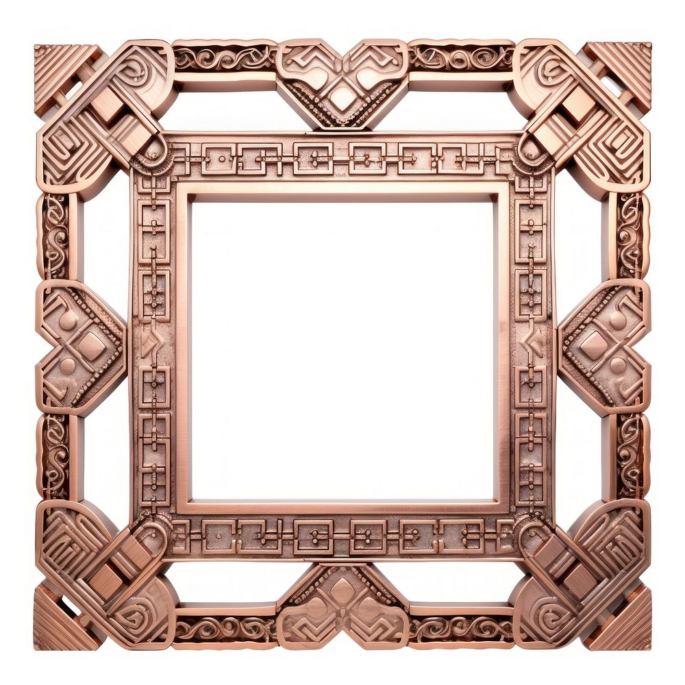 Nouveau art of geomatric frame copper white background architecture.