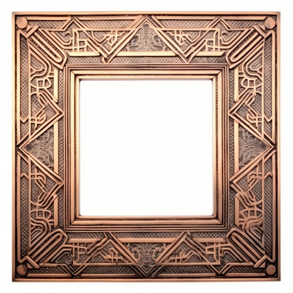 Nouveau art of geomatric frame backgrounds copper white background.