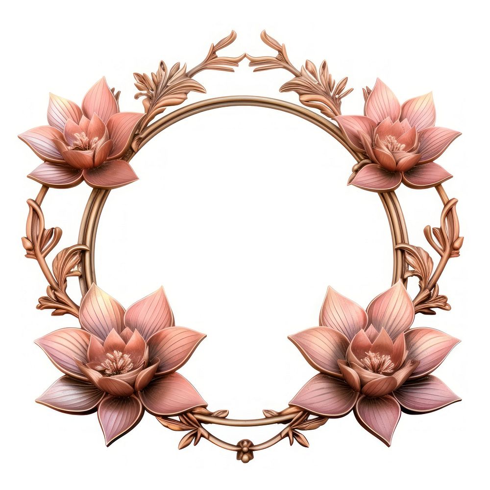 Nouveau art of lotus frame flower jewelry plant.