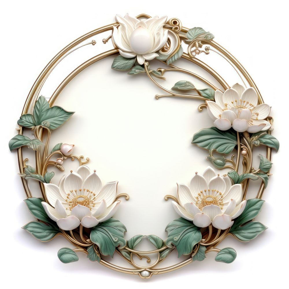 Nouveau art of lotus frame porcelain jewelry flower.