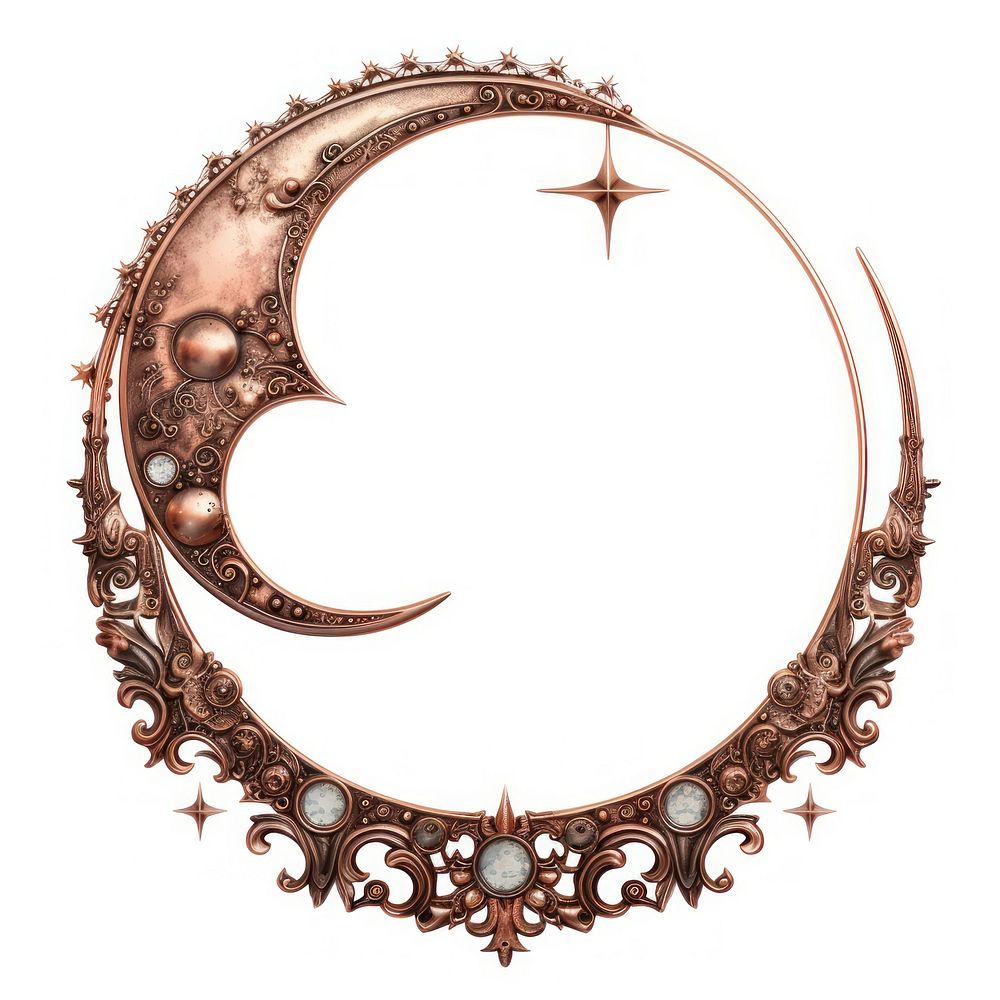 Nouveau art of moon frame jewelry white background accessories.