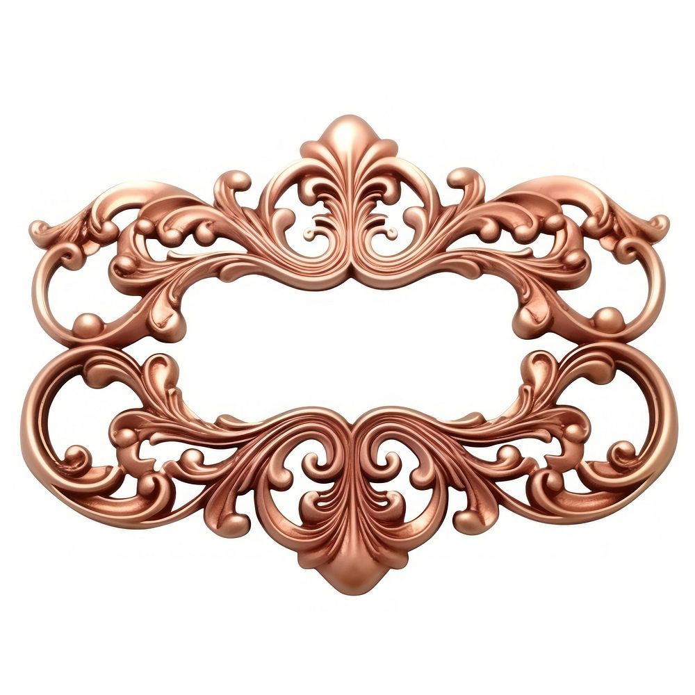 Nouveau art of ribbon frame jewelry copper white background.