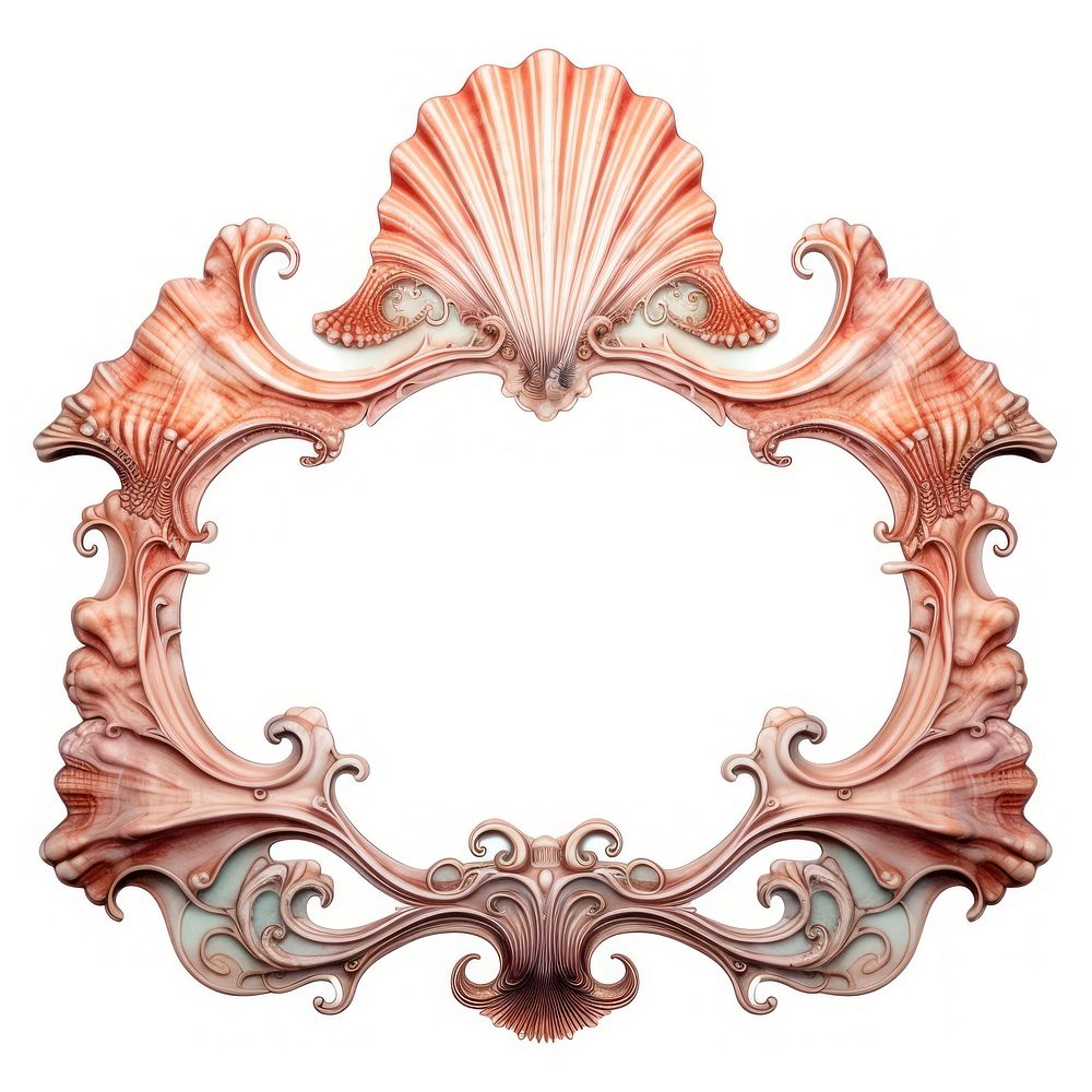 Nouveau art of sea shell frame white background architecture invertebrate.