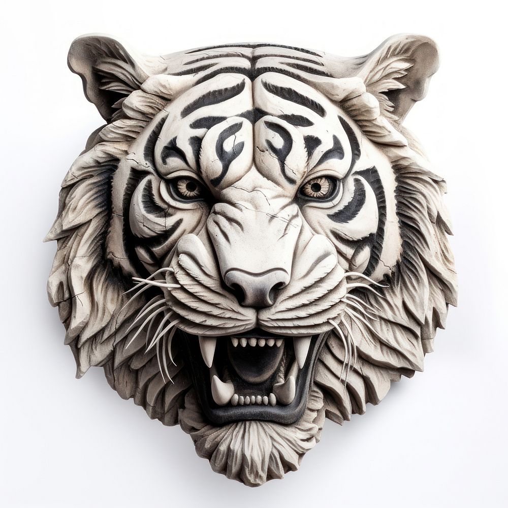 Tiger head sculpture animal mammal art.