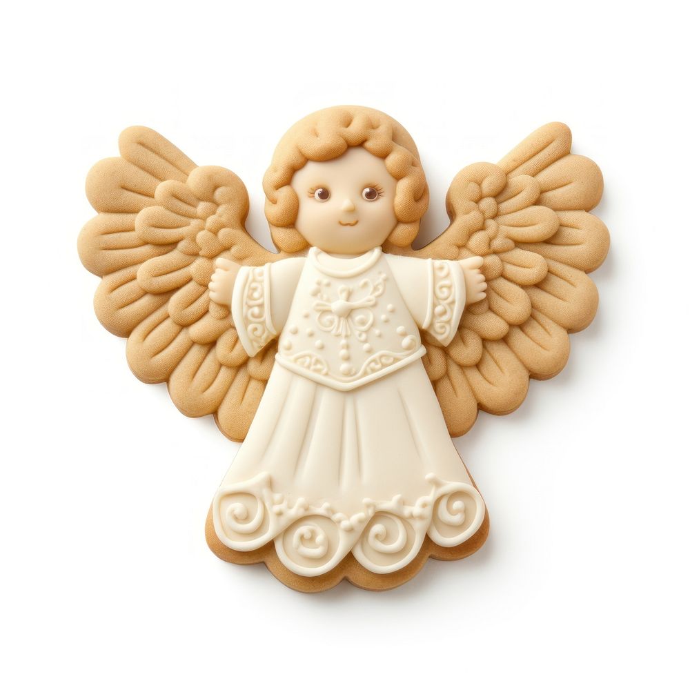 Angel cookie food toy white background.