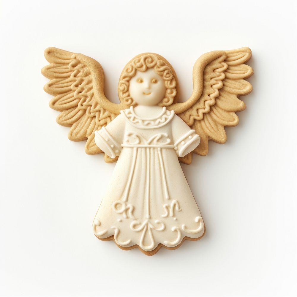 Angel cookie white background representation spirituality.